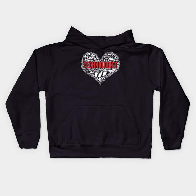 Technologist Heart Shape Word Cloud Design print Kids Hoodie by theodoros20